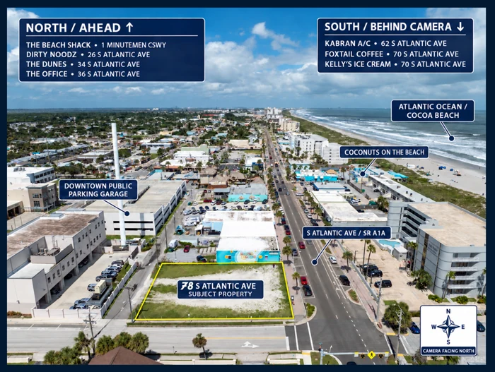 Cocoa Beach · North-facing aerial · 78 South Atlantic Avenue · Point-of-interest aerial