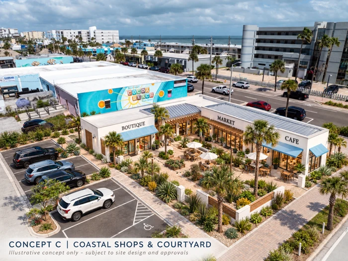 Coastal shops & courtyard concept · 78 South Atlantic Avenue · Illustrative planning concept