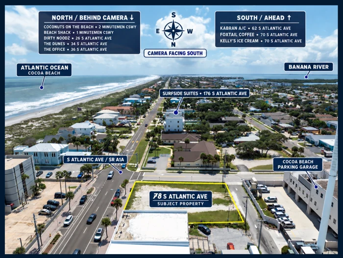 Cocoa Beach · South-facing aerial · 78 South Atlantic Avenue · Point-of-interest aerial